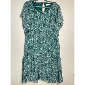 Nemidor Women's Layer Ruffle Animal Print Elastic Waist Short Sleeve Dress 18